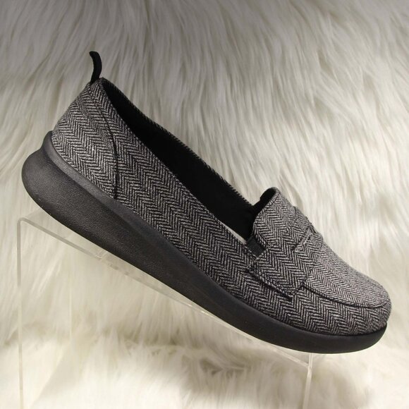 CLOUDSTEPPERS by Clarks Slip-On Loafers Sillian 2.0  Black White Tweed Size 11 M - Picture 1 of 13